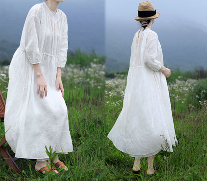 edoa High Counted French Linen Victorian Dress