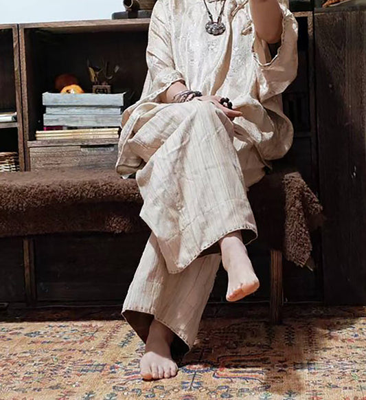 Undyed Tussah Silk Wide Pants pa0171 X318
