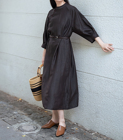 edoa Cracked Mud Silk Full Dress
