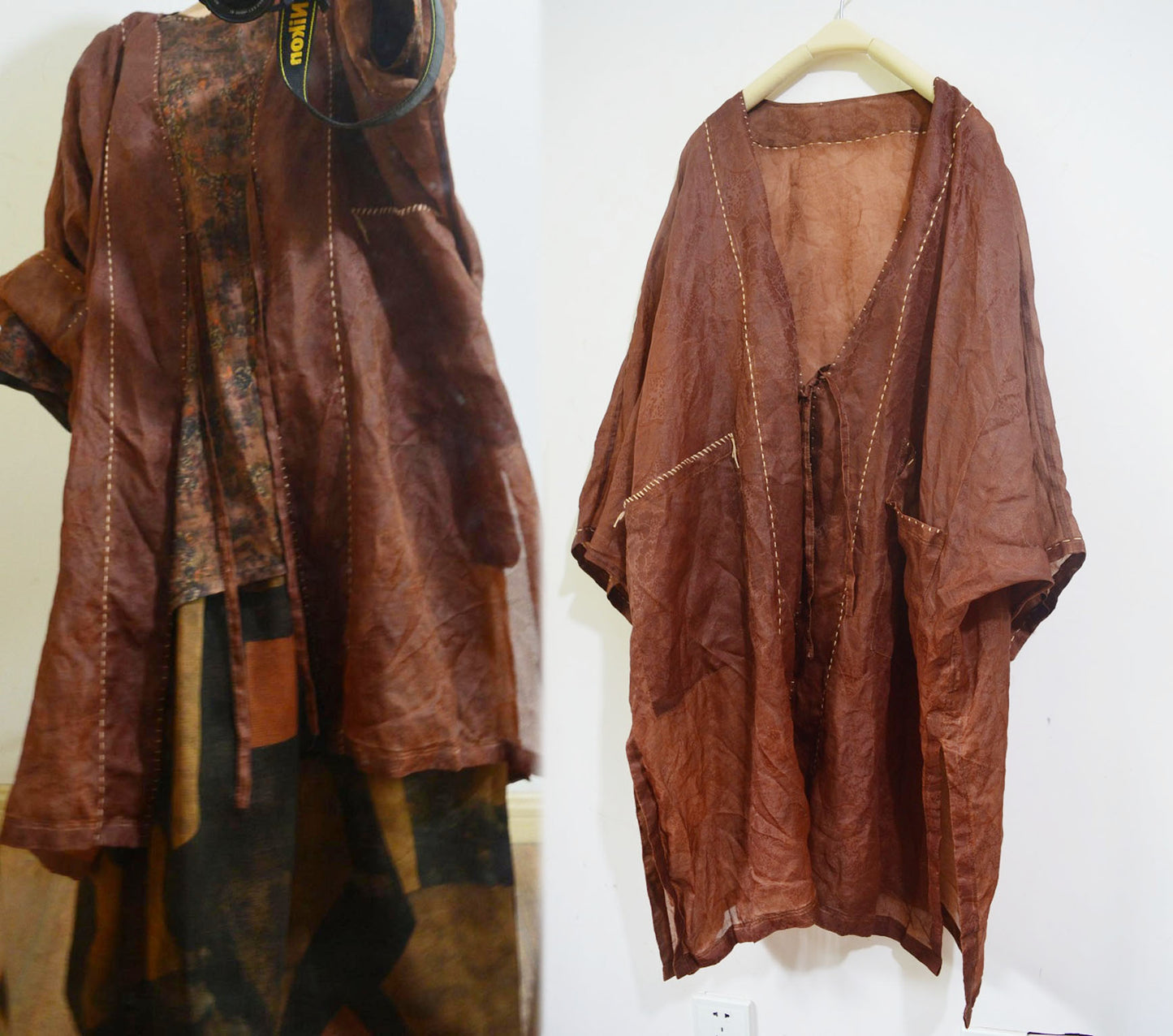 Mud Silk Satin-organza Duster Coat co0150 A796