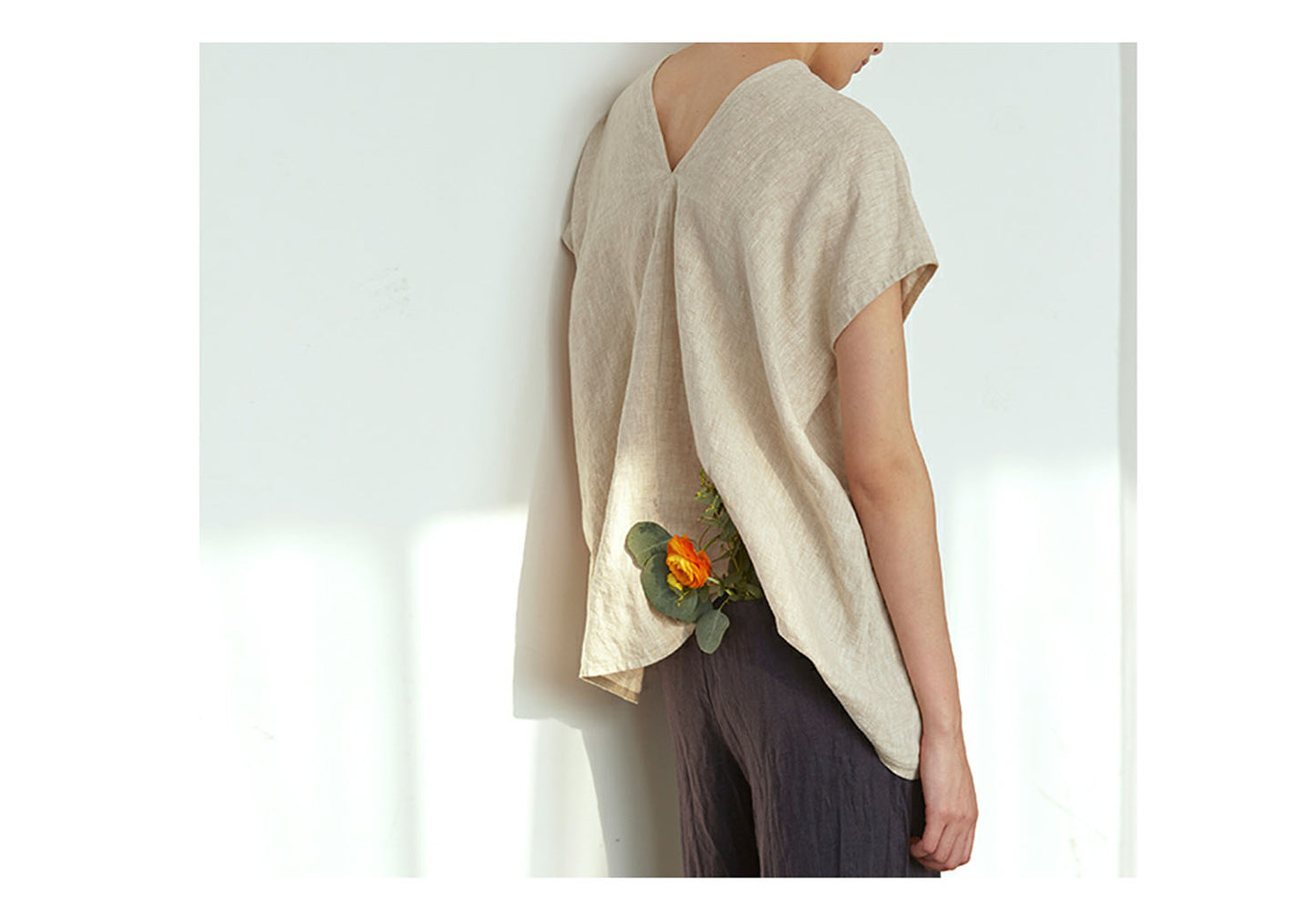 edoa Linen Split Neck Tunic