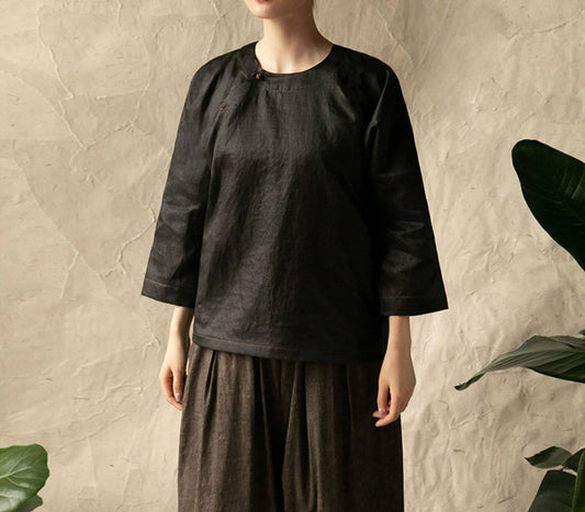 edoa Mud Silk Modified Chinese Blouse