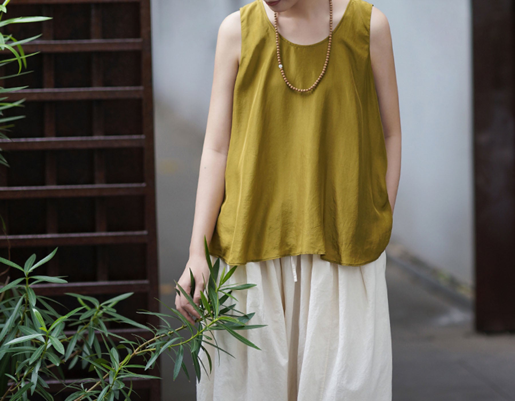 edoa Double Layer Pure Silk Habutae Tank 