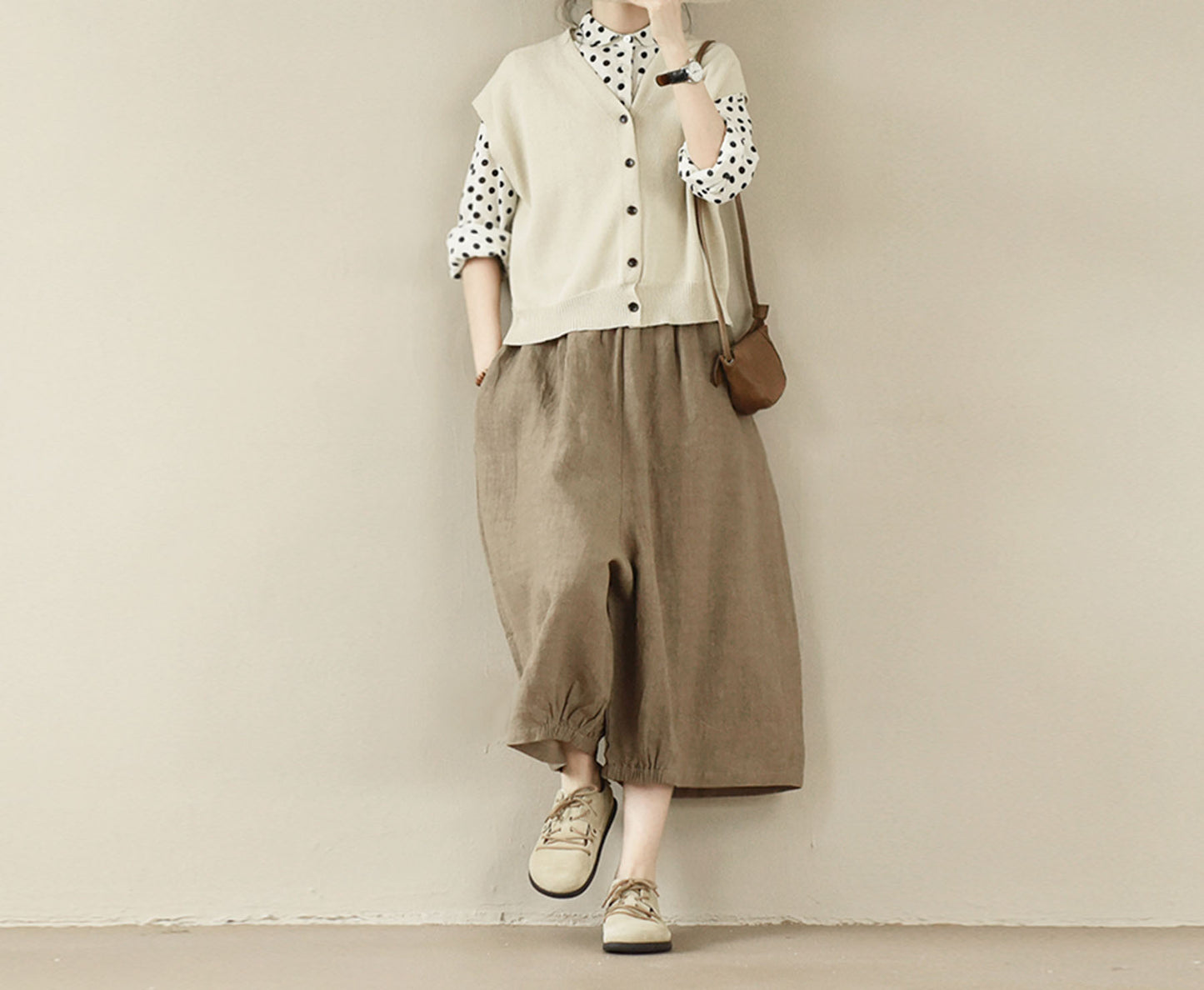 edoa Free Size Loose Fitting Linen Pants