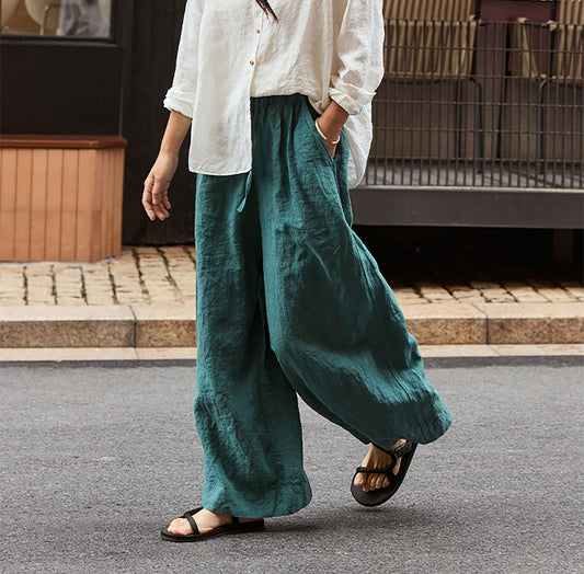 edoa Washed Linen Palazzo Pants