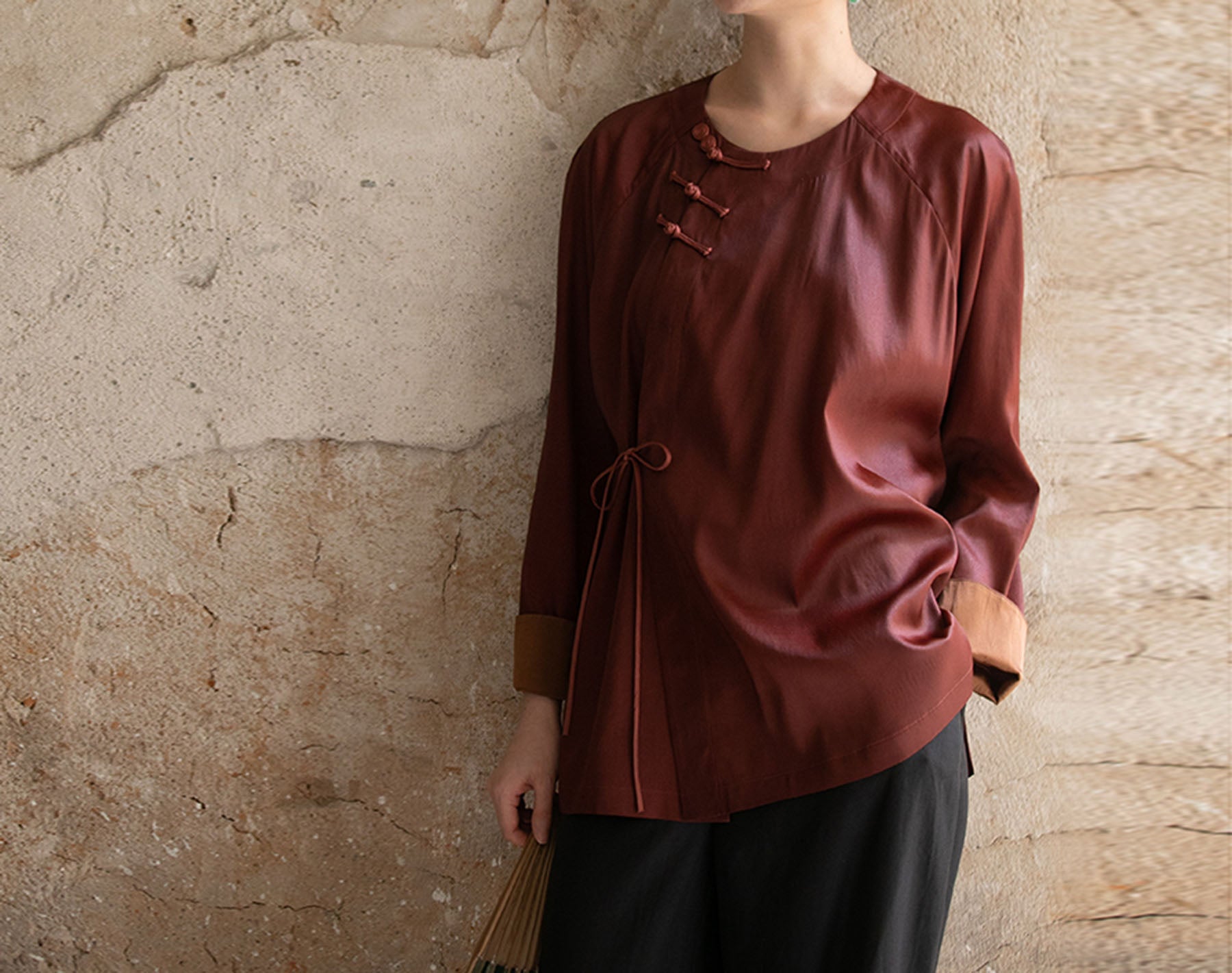 edoa Mud Silk Satin Blouse