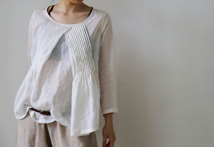 edoa Linen Cotton blend Pleated Top