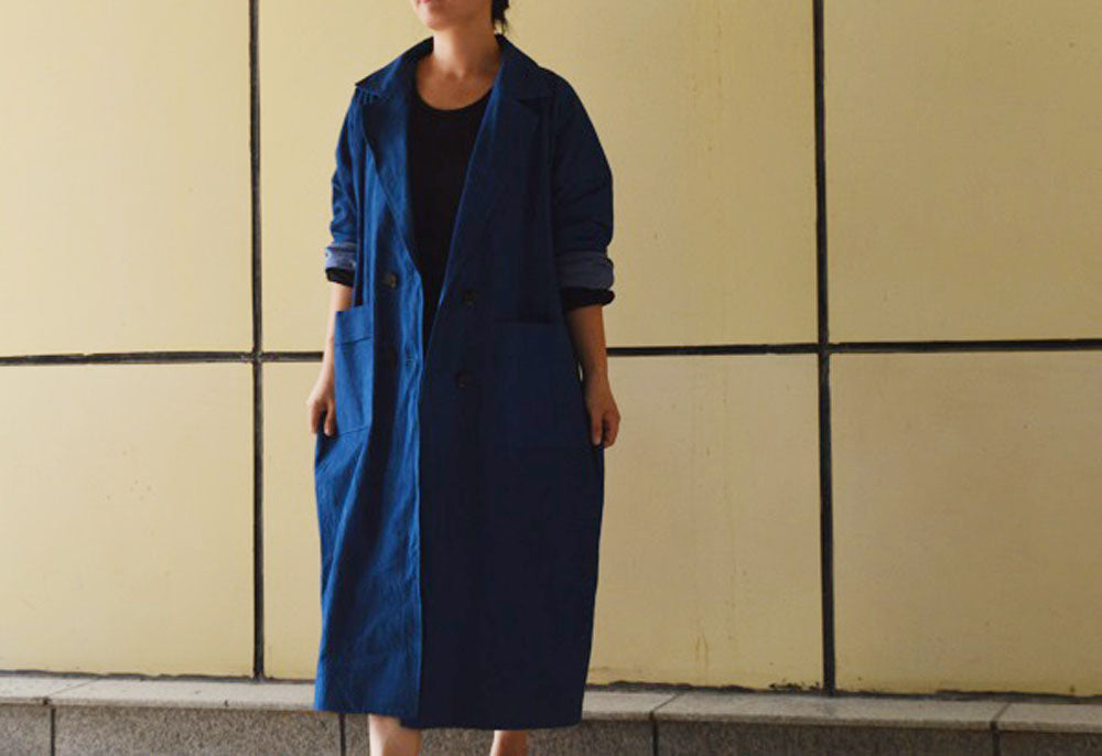 edoa Double Breasted Plant dyed Cotton Trench Coat 