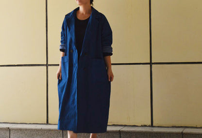 edoa Double Breasted Plant dyed Cotton Trench Coat 