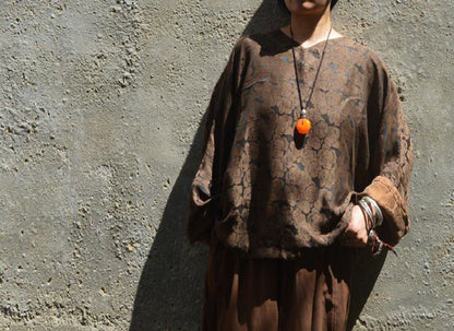 edoa Reversible Loose Fitting Mud Silk Juquard Tunic