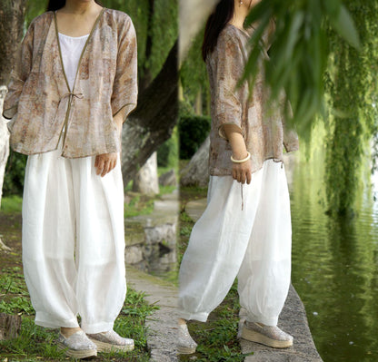 edoa High Count Ramie Lantern Pants 