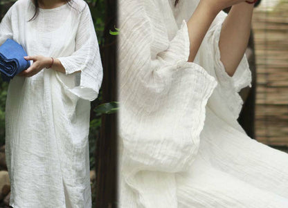 edoa Oversized Textured Linen Maxi Dress