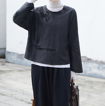 edoa Cracked Mud Silk Asymmetric Placket Chinese Jacket 