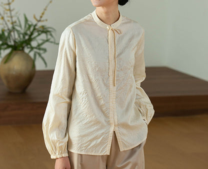 edoa Dupioni Tussah Silk Tie Blouse