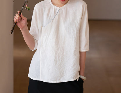 edoa White Simplicity Hemp Blouse