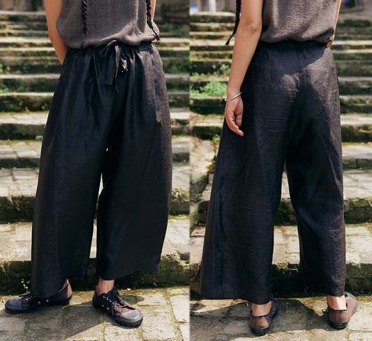 edoa Cracked Mud Silk Wide Leg Pants