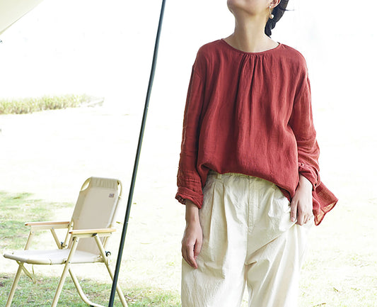 edoa Loose Fitting Linen Top