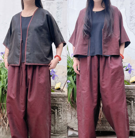 edoa Burgundy Reversible Mud Silk Set