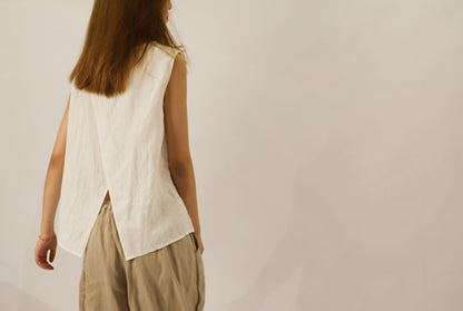 edoa Washed Linen Cross Back Tank