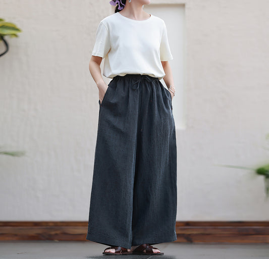 edoa Cracked Mud Silk Wide Leg Pants 