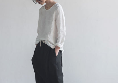 White Heavy Weight Washed Linen tee to0265 B30