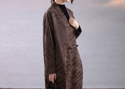 edoa Mud Noil Silk Rayon Blend Jacquard Cocoon Coat