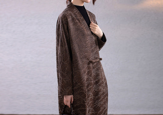 edoa Mud Noil Silk Rayon Blend Jacquard Cocoon Coat