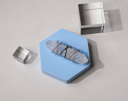 edoa Dual Orbit Gemstone Crossover Ring