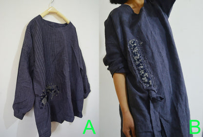 edoa Pinktucked Linen Tunic Top