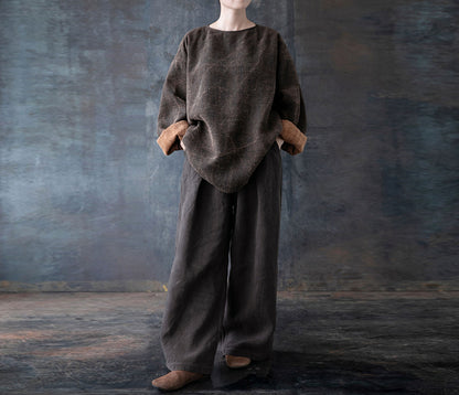 edoa Heavy Weight Mud Tussah Silk Top
