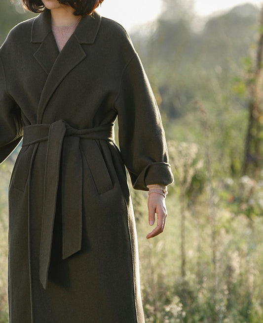 edoa Minimalist Double-faced Wool Cashmere Maxi Coat 