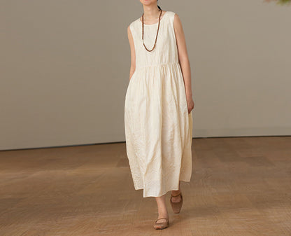 edoa Tussah Silk Sleeveless Dress