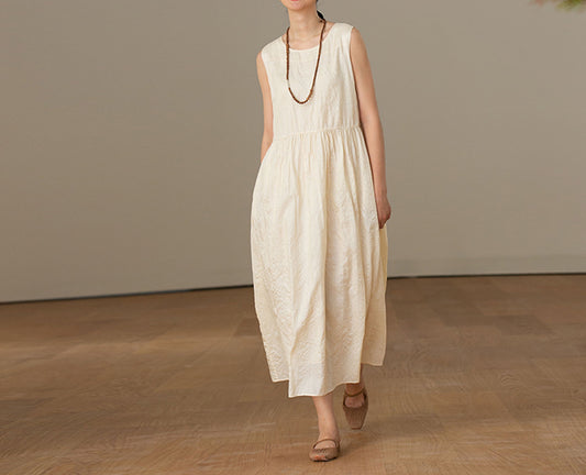 edoa Tussah Silk Sleeveless Dress
