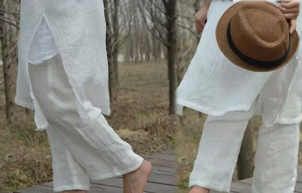 Layered Thin Linen Gauze Wide-legs Pants pa0125 256