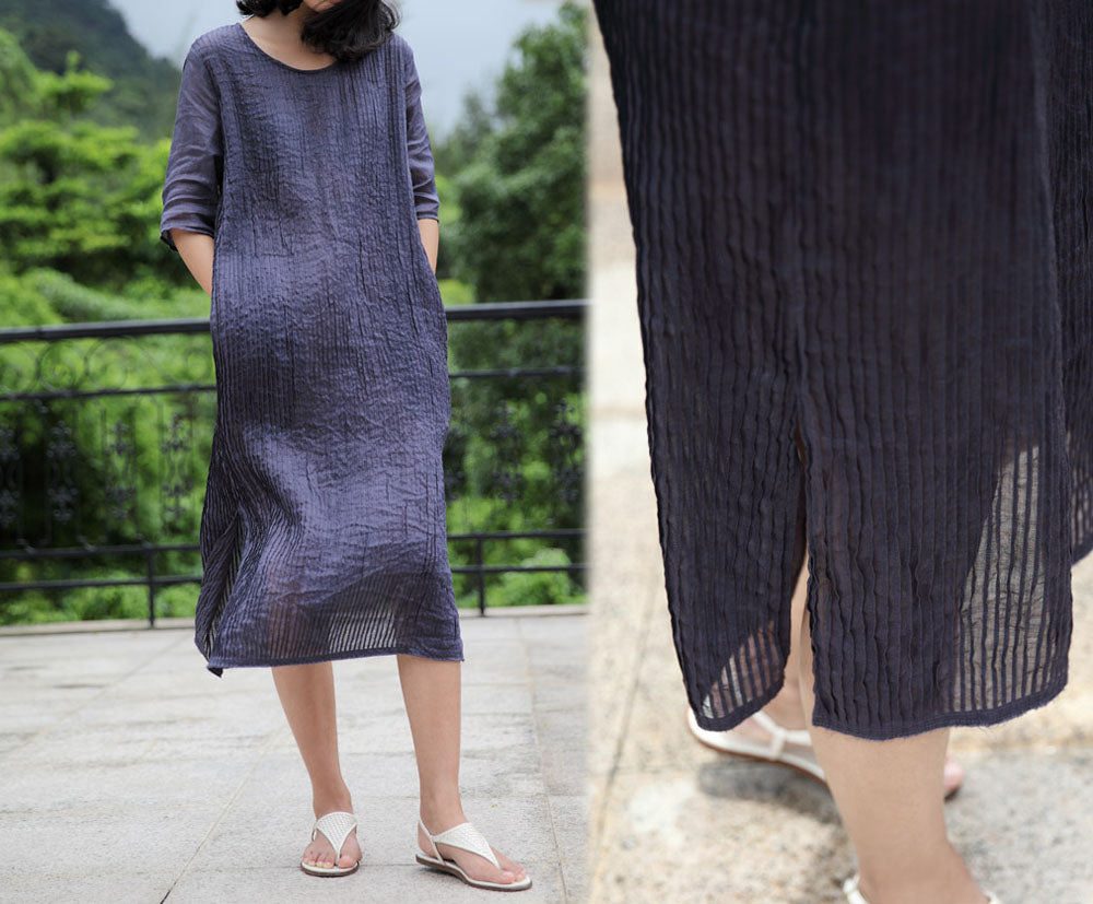 edoa Hand Pintucked Ramie Tunic