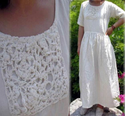 edoa Hand Crochet Maxi Linen Dress 