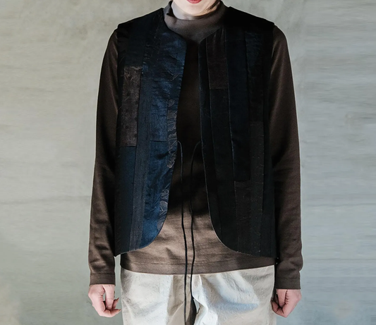 edoa Mud Silk Patchwork Padded Vest