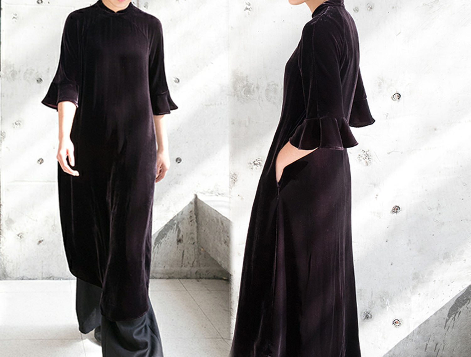 edoa Silk Velvet Modified Qipao