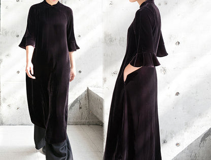 edoa Silk Velvet Modified Qipao