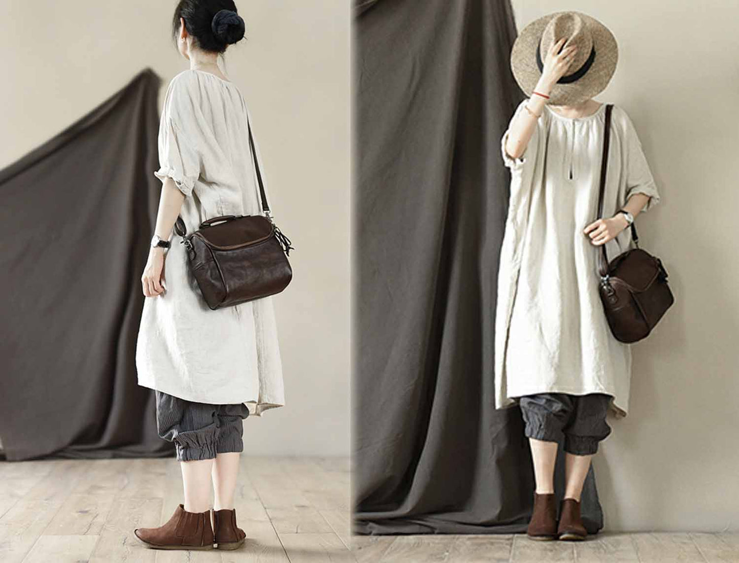 edoa Super Loose Linen Tunic Dress 