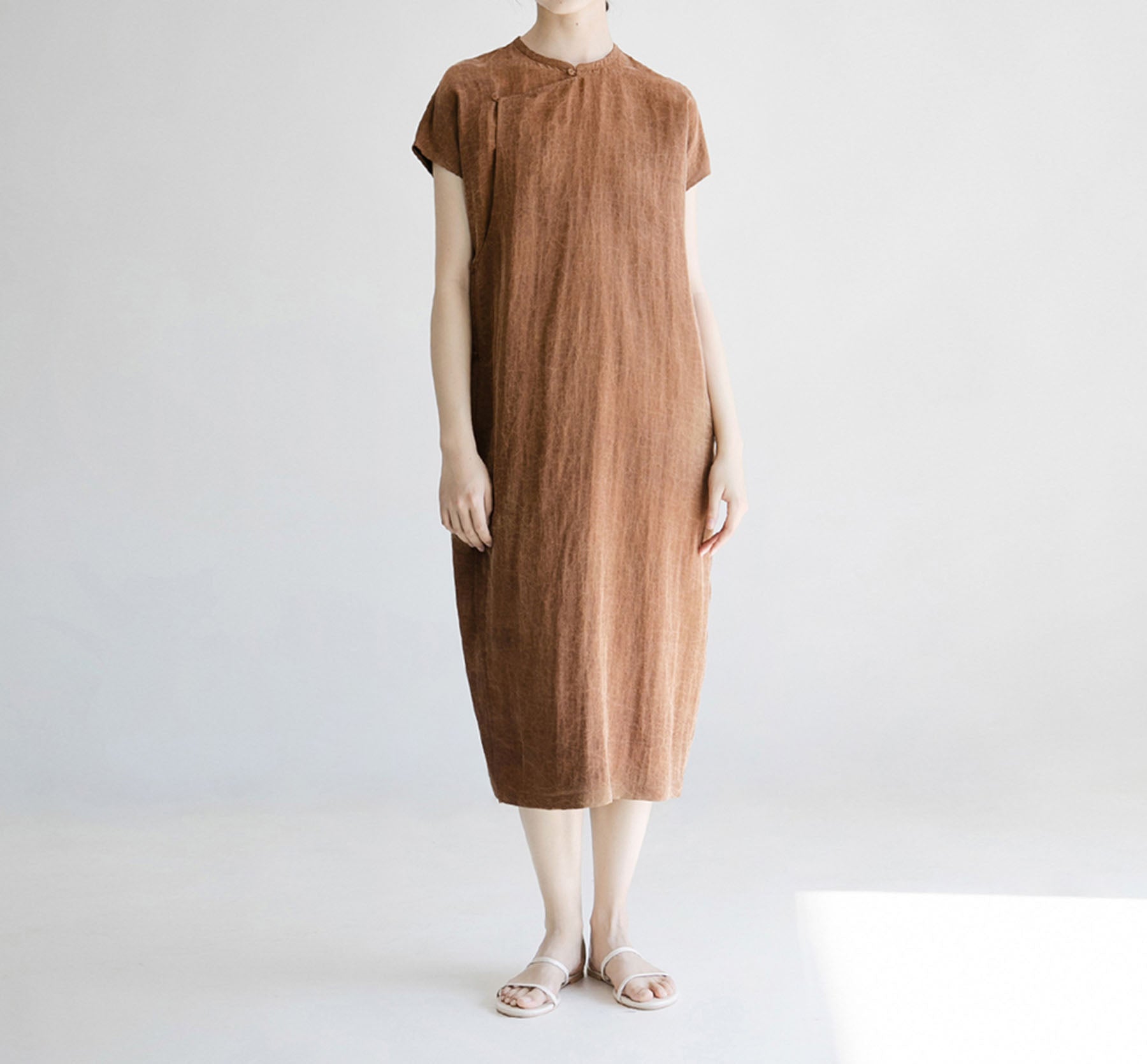 edoa Cracked Mud Silk Qipao Dress