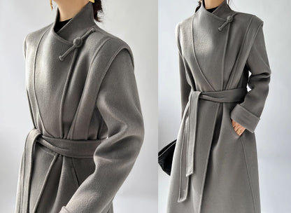 edoa Premium Double Faced Wool Chinese Coat