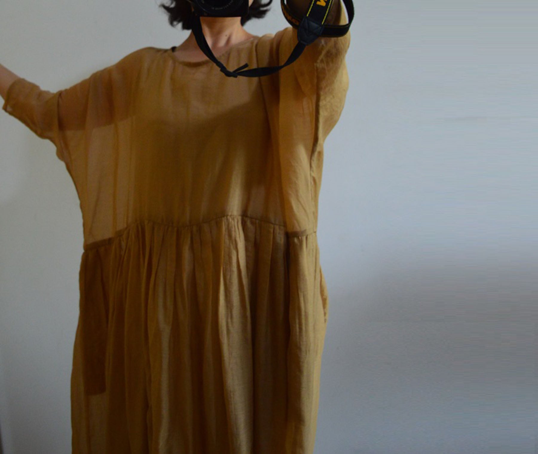 edoa Oversized Silk Cotton Blend Gauze Dress