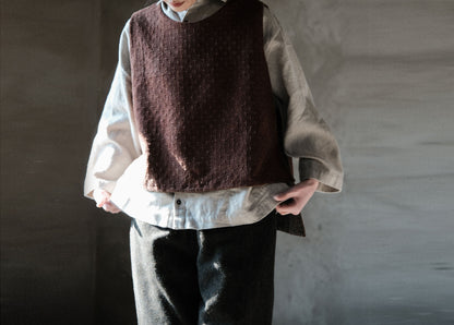 edoa Reversible Mud Tussah Silk jacquard Vest