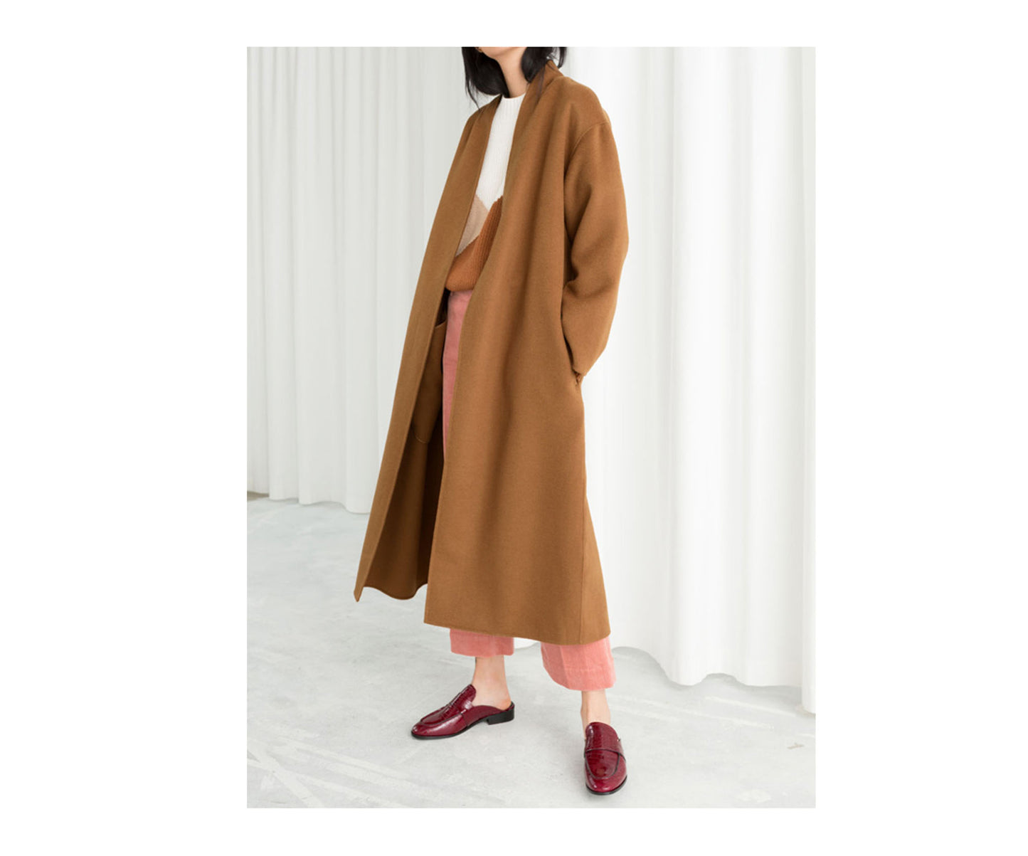 edoa Double-faced Wool Cashmere Wrap Coat 