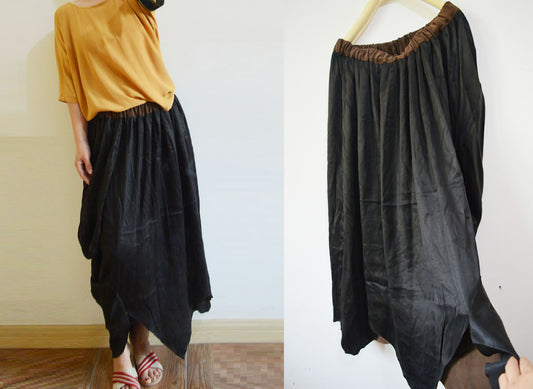 edoa Reversible Mud Silk Charmeuse Asymmetric Skirt 