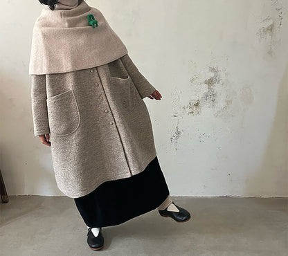 edoa Winter Boiled Wool Oversized Coat