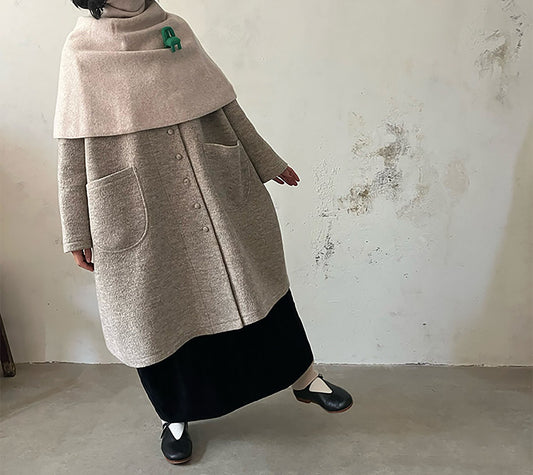 edoa Winter Boiled Wool Oversized Coat