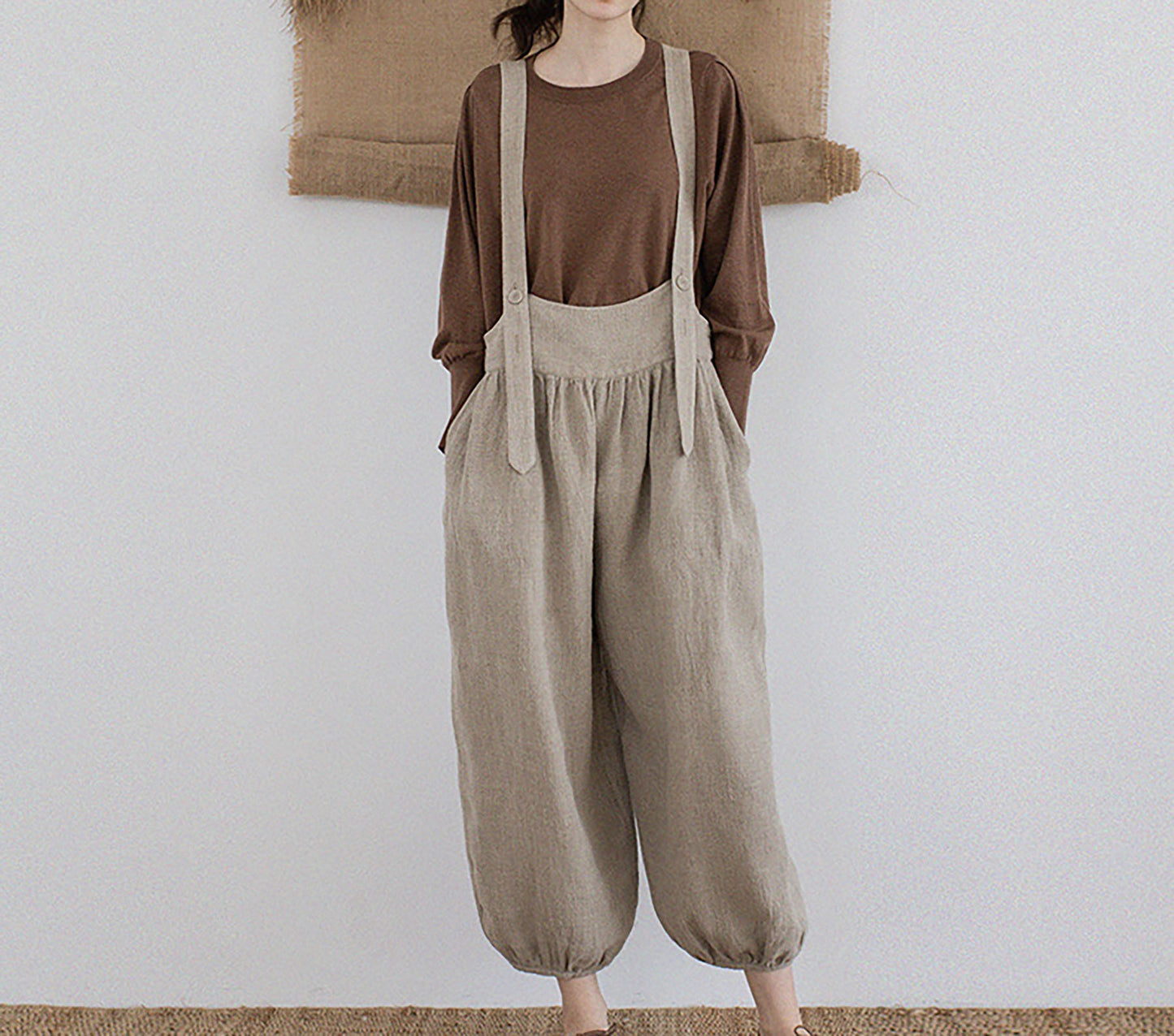 edoa Loose Flax Linen Salopette
