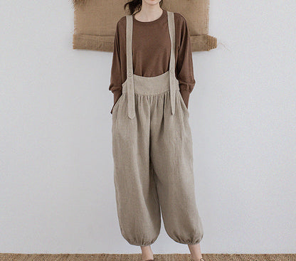 edoa Loose Flax Linen Salopette